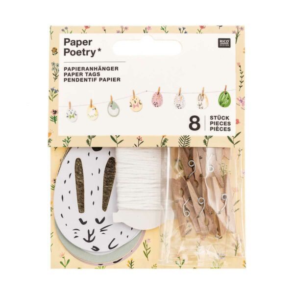 Paper Poetry Papieranhaenger Bunny Hop Ostereier Hasen 2 | Papieranhänger Bunny Hop Ostereier Hasen, 8 Stück
