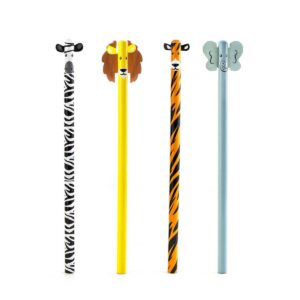 KIKKERLAND Safari Pencils - Set with 4 animals of the savannah